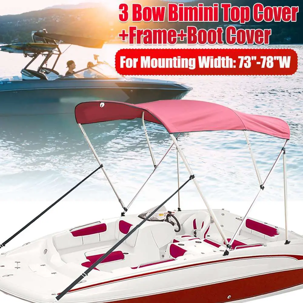 3 Bow Boat Pontoon Bimini Top Canvas Replacement Cover+Frame+Boot Cover ...