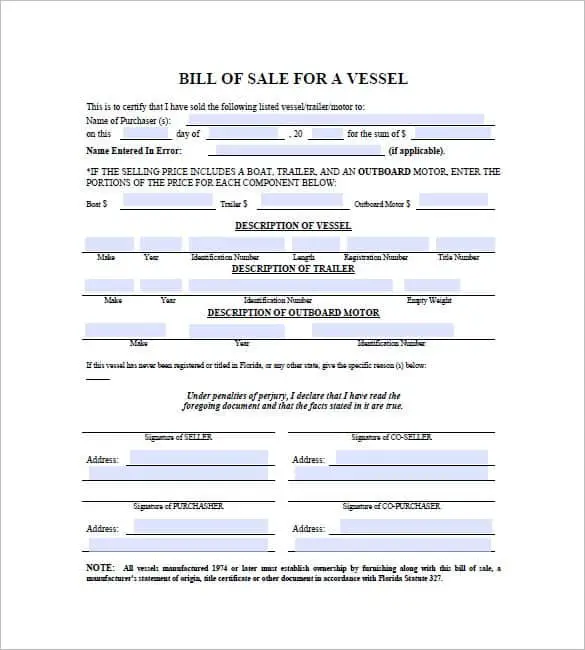 Boat For Sale: Bill Of Sale For Boat In Texas