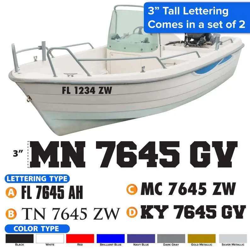Boat Registration Numbers set of 2 Decals Stickers 0496