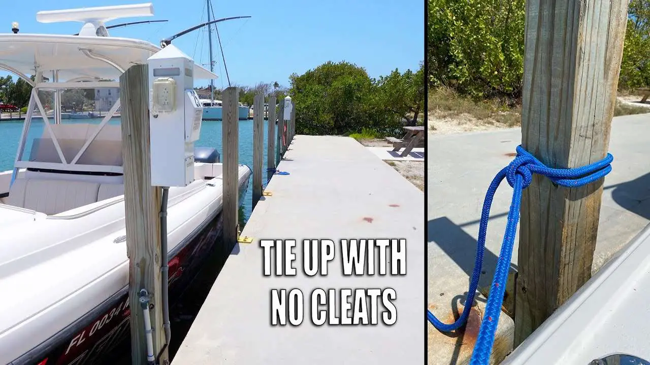 HOW TO TIE A BOAT TO THE DOCK with NO CLEATS  Tie Lines ...