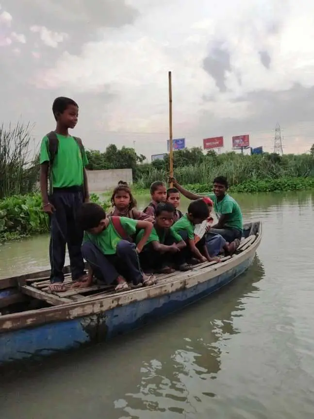 These kids in Delhi have to take a boat to school