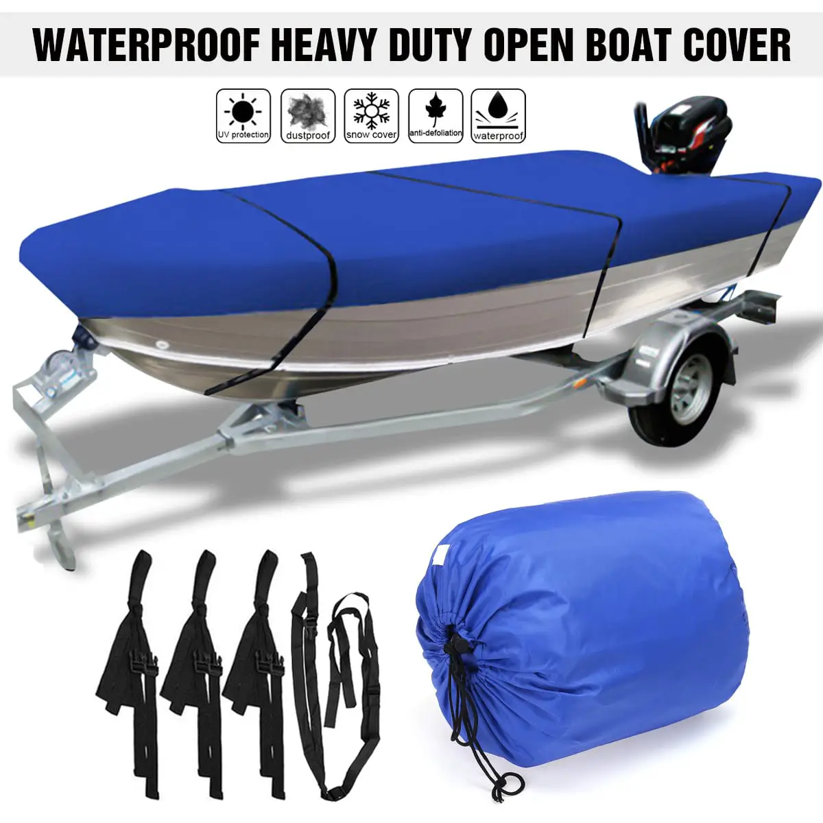 Waterproof Boat Cover Trailerable Heavy Duty 210D UV Resistant Outdoor ...